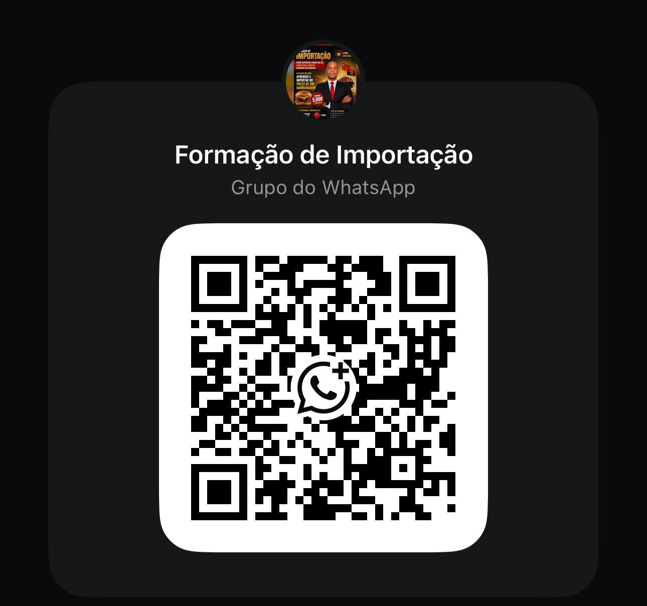 QR Code Grupo WhatsApp Formação de Importação